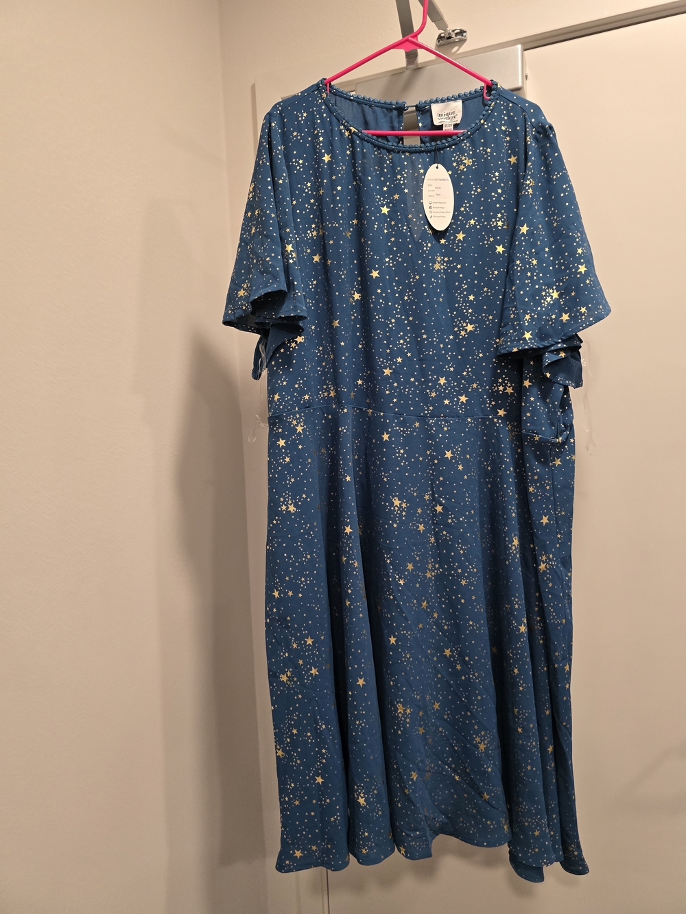 Unique Vintage 1930s Swing Teal Sparkle Fit-and-Flare Dress - Picture 5 of 5